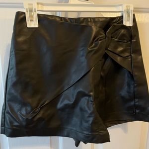 Black Pink Lily Leather Skort